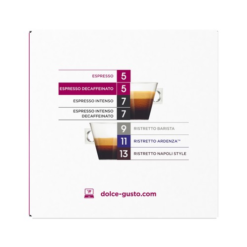 DOLCE GUSTO Café en cápsulas descafeinado suave I5, 16 uds 