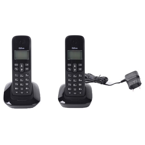 Teléfono inalámbrico dúo QILIVE Q.4669 negro, identificación llamadas, agenda, manos libres, pantalla iluminada, 10 tonos de llamada.