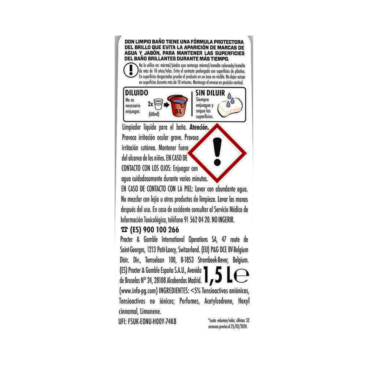Limpiahogar líquido baños 1,3 l.