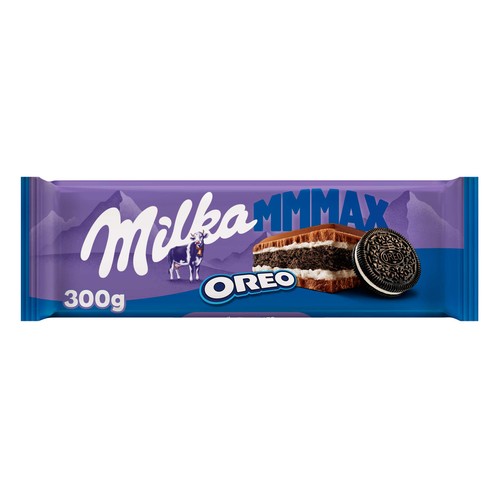 MILKA OREO Chocolate con leche relleno de cacao con galleta 300 g.