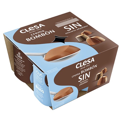 CLESA Crema bombón, sin azúcares añadidos y elaborada con leche 100% gallega CLESA 4 x 125 g.