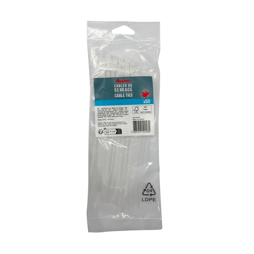 Set de 50 bridas, color blanco, 3,5 x 180 mm, ALCAMPO.