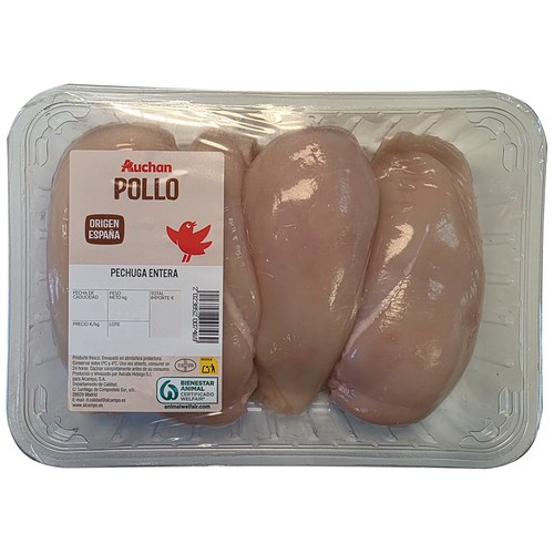 AUCHAN Pechugas de pollo enteras Producto Alcampo.