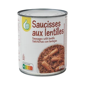 PRODUCTO ALCAMPO Salchichas con lentejas en conserva 840g