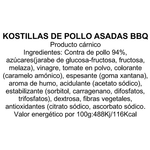 BG CHEF Kostillas de pollo bbq Steak House Style 500 g.