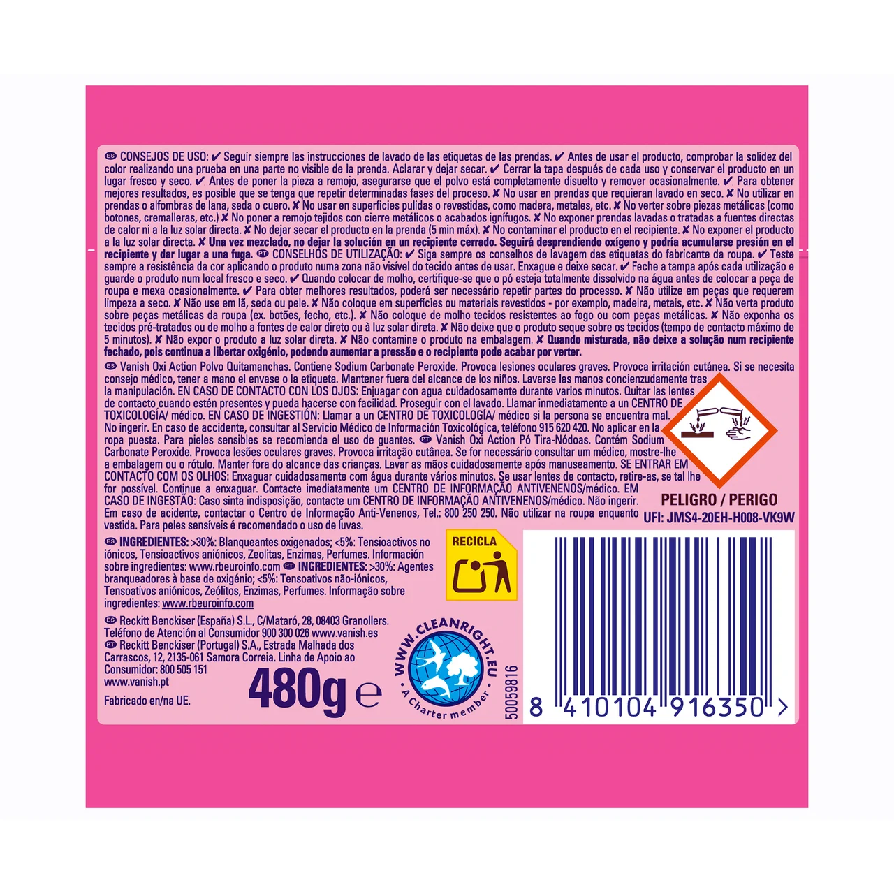Activador en polvo oxi pink 480 gr.