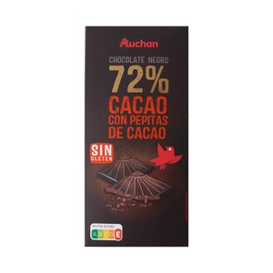 Imagen de PRODUCTO ALCAMPO Tableta de chocolate negro 72 % cacao con pepitas de chocolate 100 g.