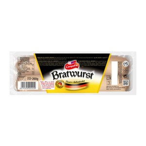 Campofrío Salchichas Cocidas Bratwurst Tipo Aleman, Elaboradas sin Gluten 260 G.