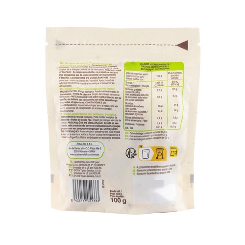 PRODUCTO ALCAMPO Bio Mango ecológico deshidratado en trozos 100 g.