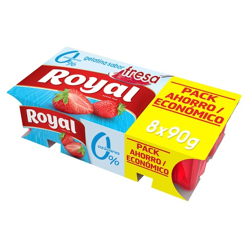 Gelatina con 0% azucares y sabor a fresa ROYAL 8 x 90 g.