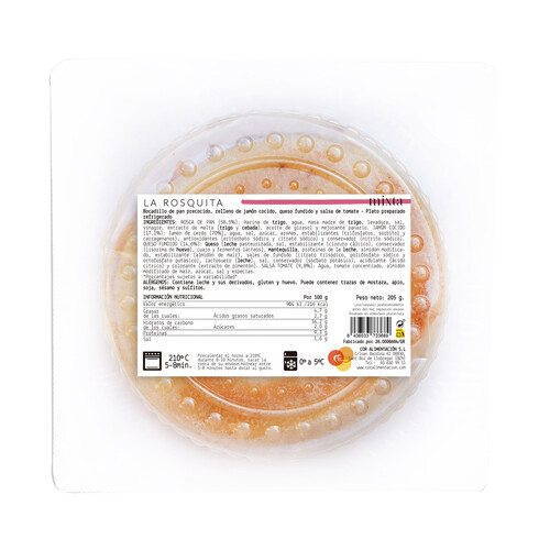 DEORO Rosquita mixta rellena de jamón cocido, queso fundido y salsa de tomate DEORO 205 g.