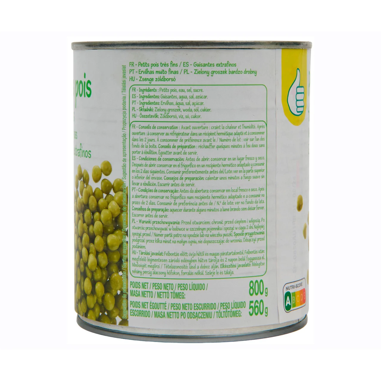 PRODUCTO ECONÓMICO ALCAMPO Guisantes muy finos 560 g.