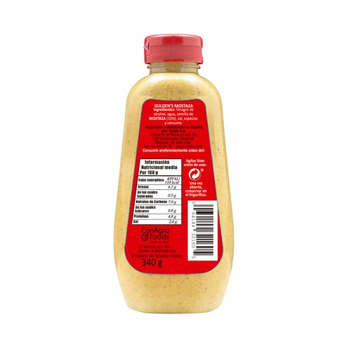 GULDEN"S Mostaza americana bote de 340 g