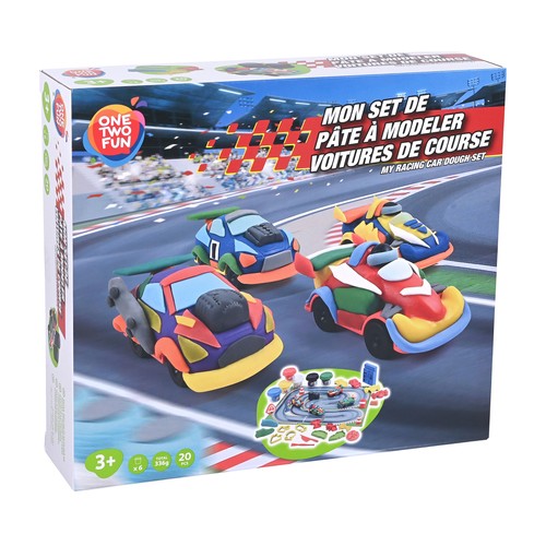 Set de Juego Coches y Carreras con moldes y pasta de modelar 20 Piezas +3 Años ONE, TWO FUN