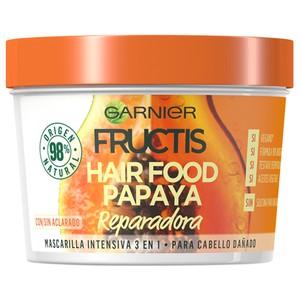 FRUCTIS Hair food de Garnier Mascarilla capilar reparadora con papaya, para cabello dañado 390 ml.
