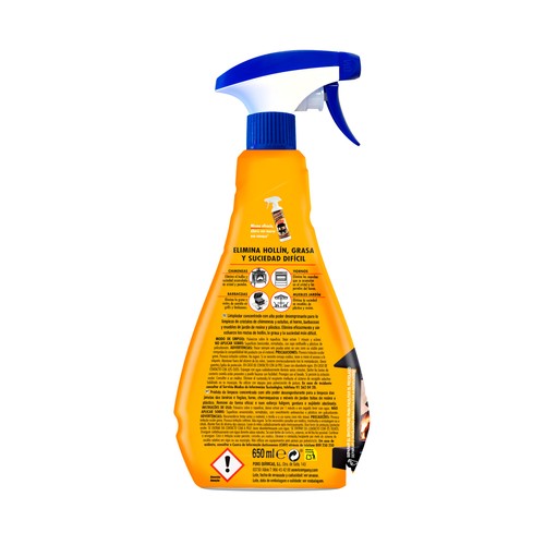 ASEVI Limpiador de cristales de chimenea, elimina el hollín, la grasa y la suciedad difícil 650 ml.