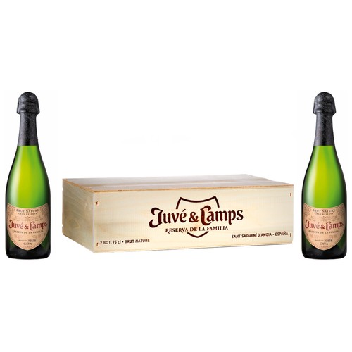 JUVÉ & CAMPS Caja de madera con 2 botellas de cava brut nature gran reserva JUVÉ & CAMPS.