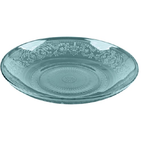 Plato hondo 21cm vidrio relieve color azul claro. ACTUEL