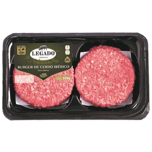 Burger meat de cerdo ibérico, elaboradas sin gluten y sin lactosa LEGADO IBÉRICO Selección 4 x 80 g.