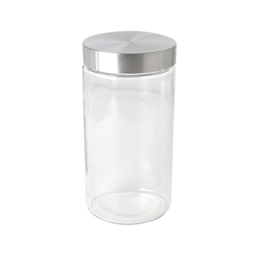 Bote de vidrio con tapa de acero inoxidable, 1,8 litros, ACTUEL.