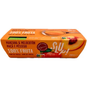 SLUP! Crema de fruta de manzana y melocotón 2 x 100 g.