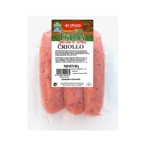 Chorizos criollos especiales para barbaboa, plancha y grill EL CHICO 300 g.