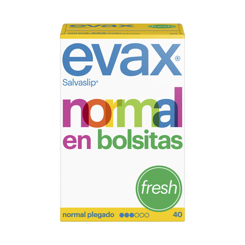 EVAX Salvaslips normal, perfumados, plegados y en bolsitas EVAX Fresh 40 uds.