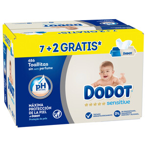 Toallitas húmedas para bebé sin perfume DODOT Sensitive 9 x 54 uds.