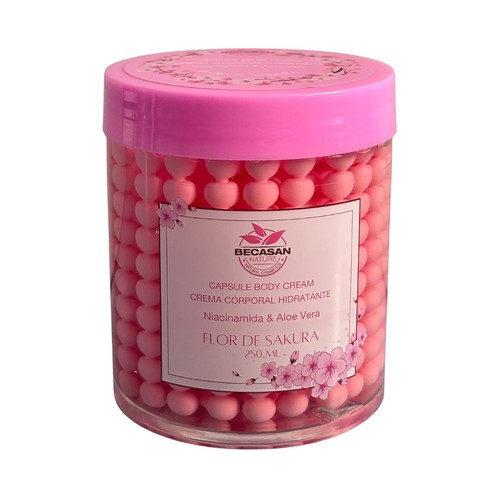 BECASAN Nature Crema corporal hidratante en cápsulas con aroma a flor de Sakura 250 ml.