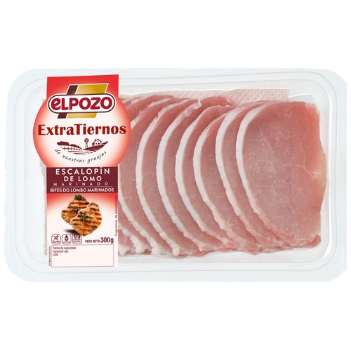 Bandeja con escalopines de lomo de cerdo marinados EL POZO Extratiernos 300 g.