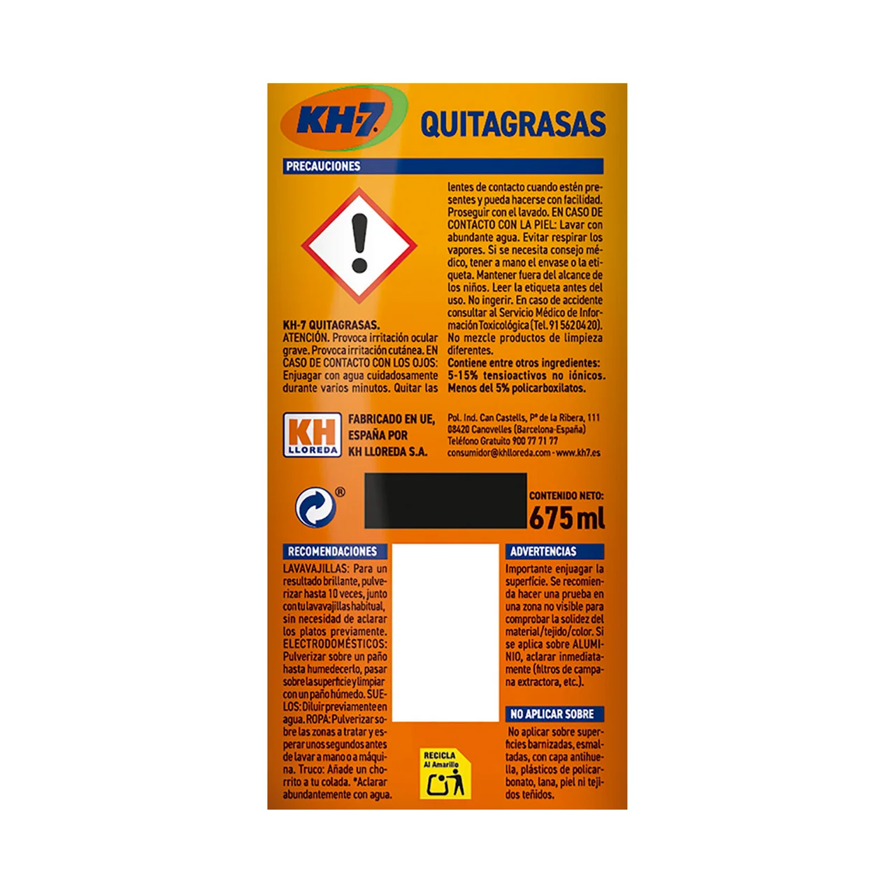 Quitagrasas recambio 675 ml