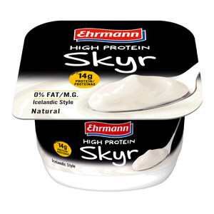 EHRMANN Yogur estilo islandes 0% materia grasa, con 14 gramos de proteinas y sabor natural EHRMANN Skyr 150 g.