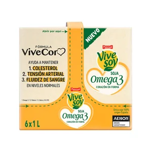 VIVESOY de Pascual Bebida de soja enriquecida con Omega 3, calcio y vitaminas B1, B12, C y D. 6 x 1l.