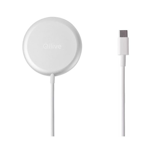 Cargador inalámbrico magnético color blanco, QILIVE.