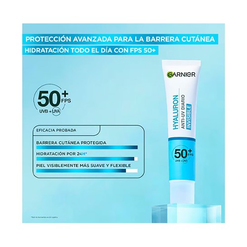 GARNIER Hyaluron invisible Fluido solar (FPS 50+) hidratante 40 ml.