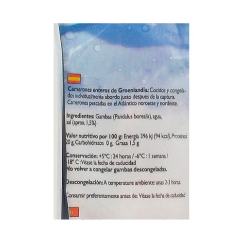 ROYAL GREENLAND Camarón cocido 90/120 piezas ROYAL GREENLAND (P.N) 1 kg.