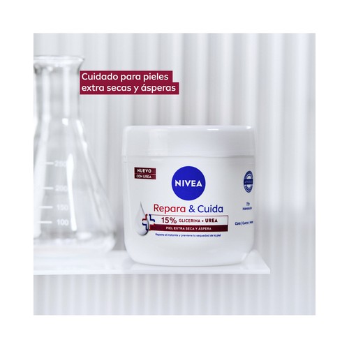 NIVEA Repara & cuida Crema corporal (cara, cuerpo y manos) hidratante, para pieles extra seca y ásperas 400 ml.