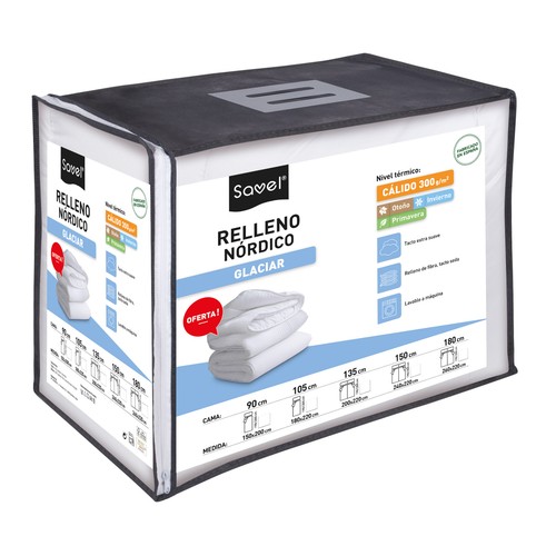 Relleno nórdico para cama de 150cm, 300g/m², SAVEL Glaciar.