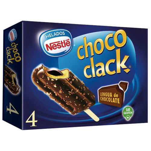 NESTLÉ Bombón almendrado con helado de vainilla y lengua de chocolate NESTLÉ Chococlack 4 x 90 ml.
