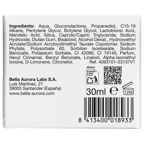 BELLA AURORA Peeling exfoliante con acción anti-manchas 30 ml.
