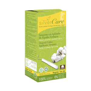 Imagen de SILVERCARE Tampones de uso regular, con aplicador fabricado con algodón de procedencia ecológica SILVERCARE 16 uds.
