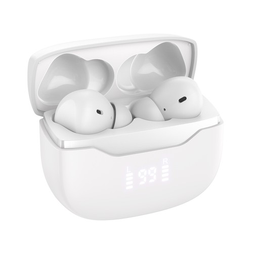 Auriculares Inalámbricos Bluetooth QILIVE Q.1622, color blanco, estuche cargador, 24h de autonomía, cancelación de ruido