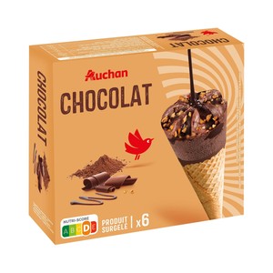 Imagen de AUCHAN Conos de helado de chocolate con salsa de chocolate 6 x 120 ml. Producto Alcampo
