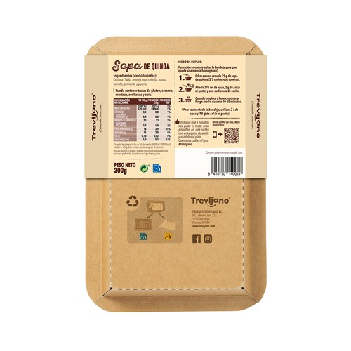 TREVIJANO Sopa de quinoa deshidratada 200g