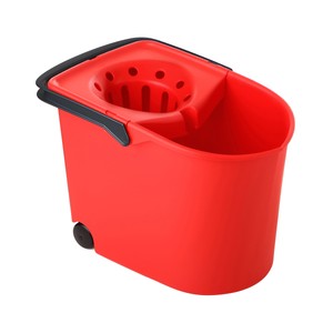 Cubo de fregona con escurridor de color rojo con 12 l.