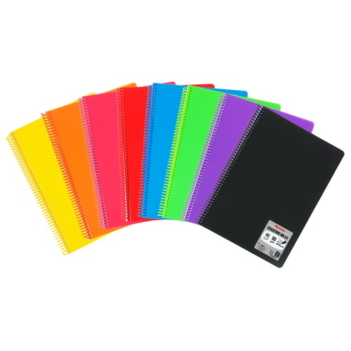 Cuaderno A4 cuadrícula de 5 mm de polipropileno, 80 hojas, papel de 90 gramos, espiral, plástico, surtido. AUCHAN