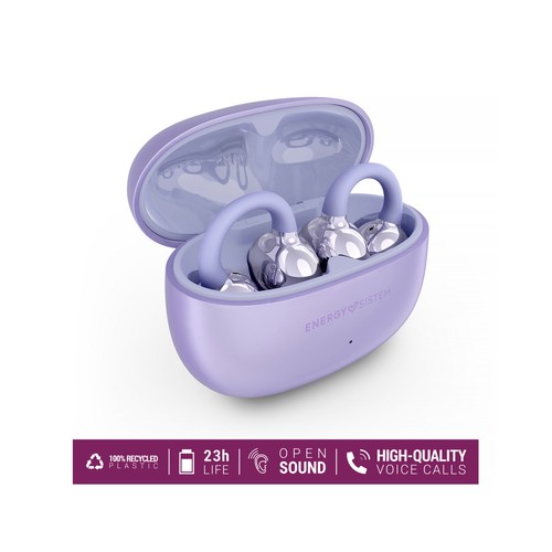 Auriculares Inalámbricos Bluetooth ENERGY SISTEM TWS ChicPods, autonomía hasta 23h, color lila..