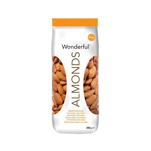 WONDERFUL Almendras naturales con piel WONDERFUL200 g.