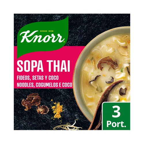 KNORR Las Exoticas Sopa Thai con fideos, setas y coco 69 g.