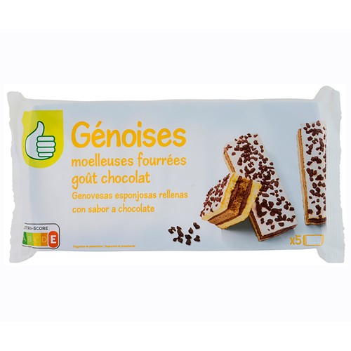 PRODUCTO ECONÓMICO ALCAMPO Bizcochos rellenos de chocolate 5 x 175 gr.